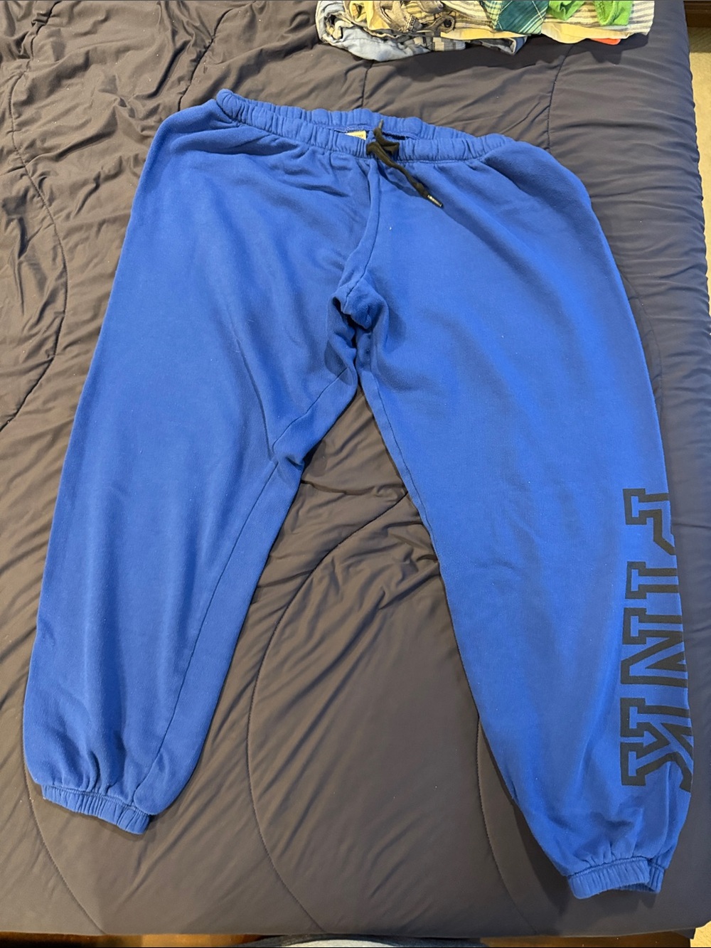 PINK Victoria's Secret Royal Blue Fleece Joggers with Logo